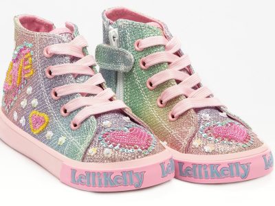 Lelli Kelly LK 3477 Love Multi Glitter Rainbow Sparkle Baby Boots HI Top