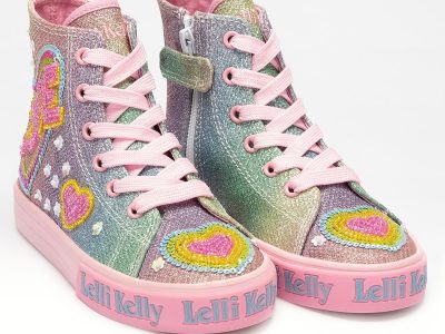 Lelli Kelly LK3487 Love Rainbow Mid Shining Multi Glitter Hi top Boots